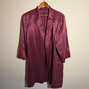 Eileen Fisher Silk Linen Open Front Jacket – Women’s 3X – Burgundy